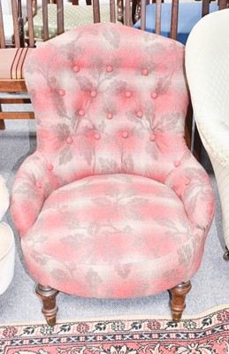 Lot 1155 - A Victorian buttoned nursing chair, later...