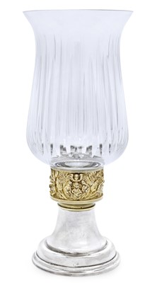 Lot 2326 - An Elizabeth II Parcel-Gilt Silver and Cut-Glass Candle-Lamp