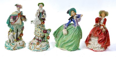 Lot 316 - A pair of Derby figures modelled as a lady and...