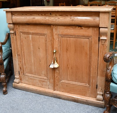 Lot 1109 - A Victorian pine cabinet with single drawer...