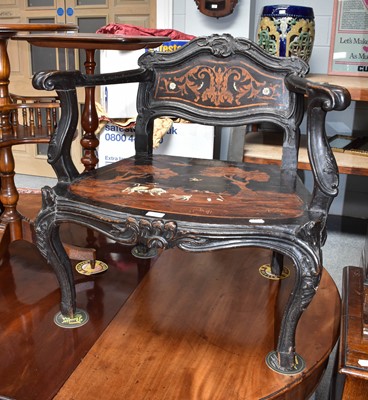 Lot 1119 - A 19th century ebonised and inlaid open...