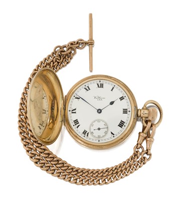 Lot 2394 - Waltham: A 9 Carat Gold Full Hunter Pocket Watch