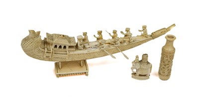 Lot 346 - A 19th century Indian carved ivory model of a...