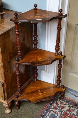 Lot 1315 - A Victorian marquetry three tier corner...