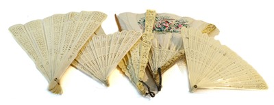 Lot 44 - A 19th century Cantonese ivory fan with...