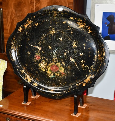 Lot 1152 - A Victorian papier mache tray decorated with...