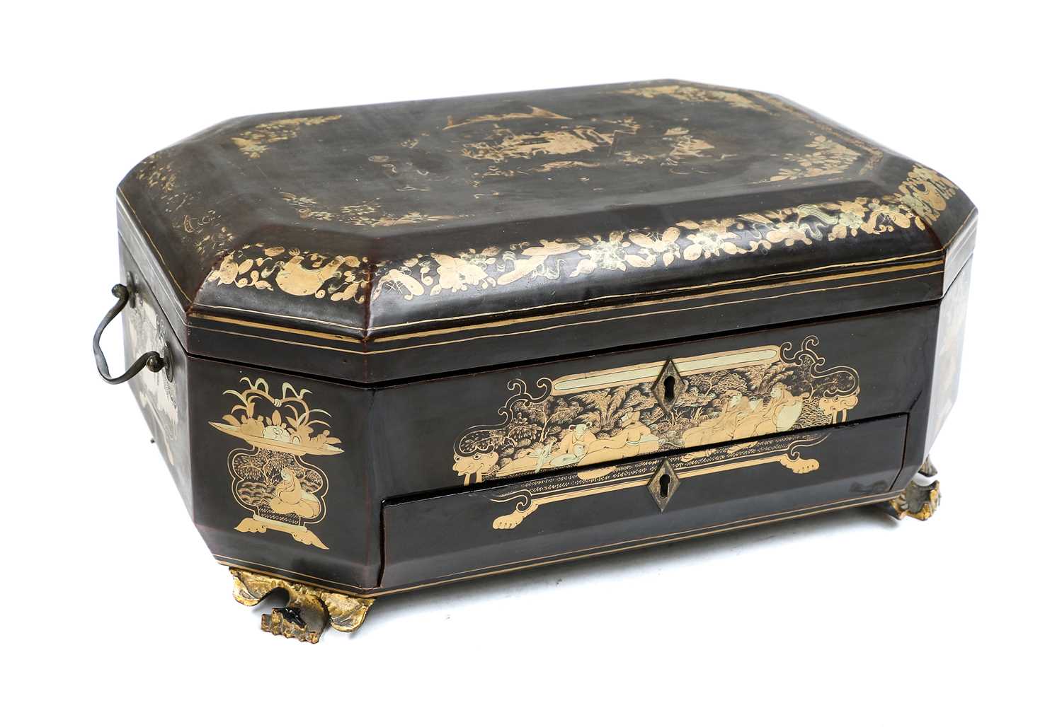 Lot 313 - A 19th century Chinese export lacquered...