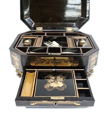 Lot 313 - A 19th century Chinese export lacquered...