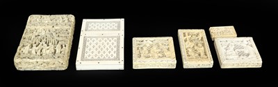 Lot 296 - A 18th century Cantonese carved ivory card...