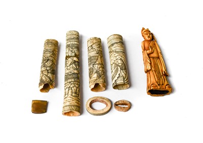 Lot 68 - A 19th century Chinese carved marine ivory...