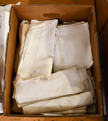 Lot 1242 - Composite Sets of White Linen Hand Towels,...