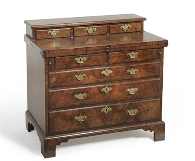 Lot 1162 - A George II Style Walnut, Boxwood and Ebony Strung Harlequin Chest, the superstructure with...