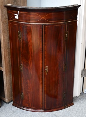 Lot 1208 - A George III inlaid mahogany hanging corner...