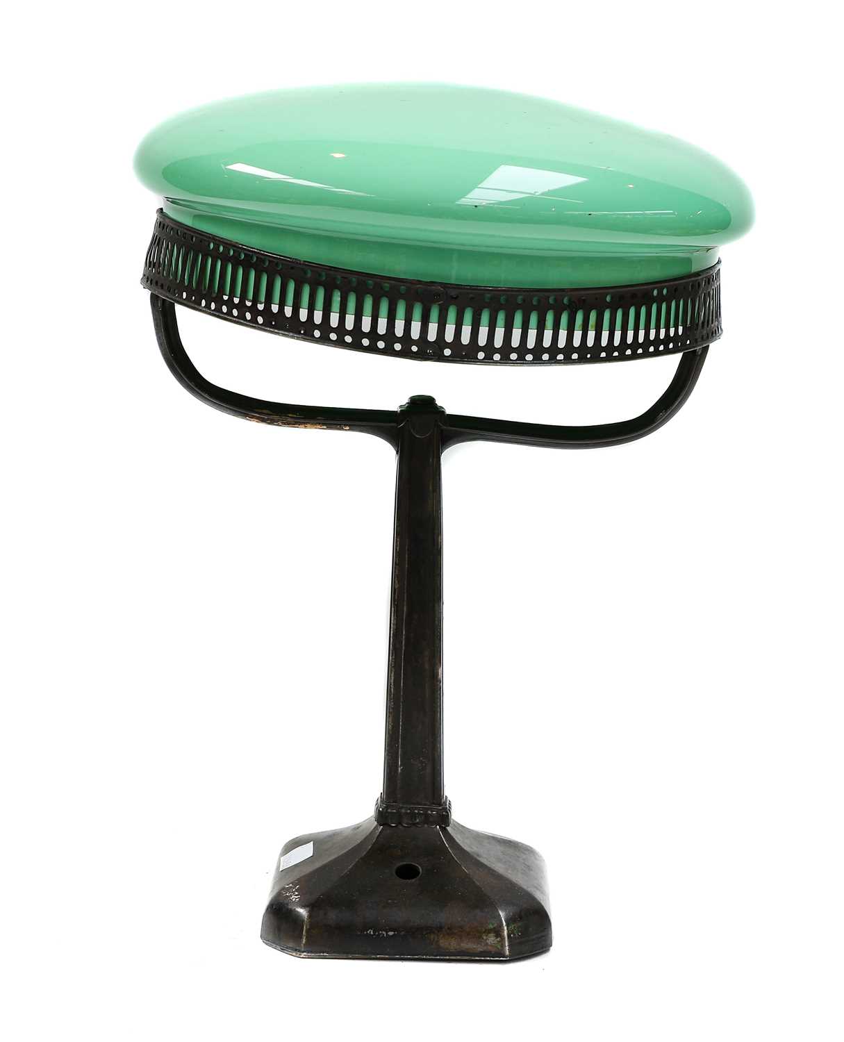 Lot 311 - An Art Deco table lamp with opaque turquoise...