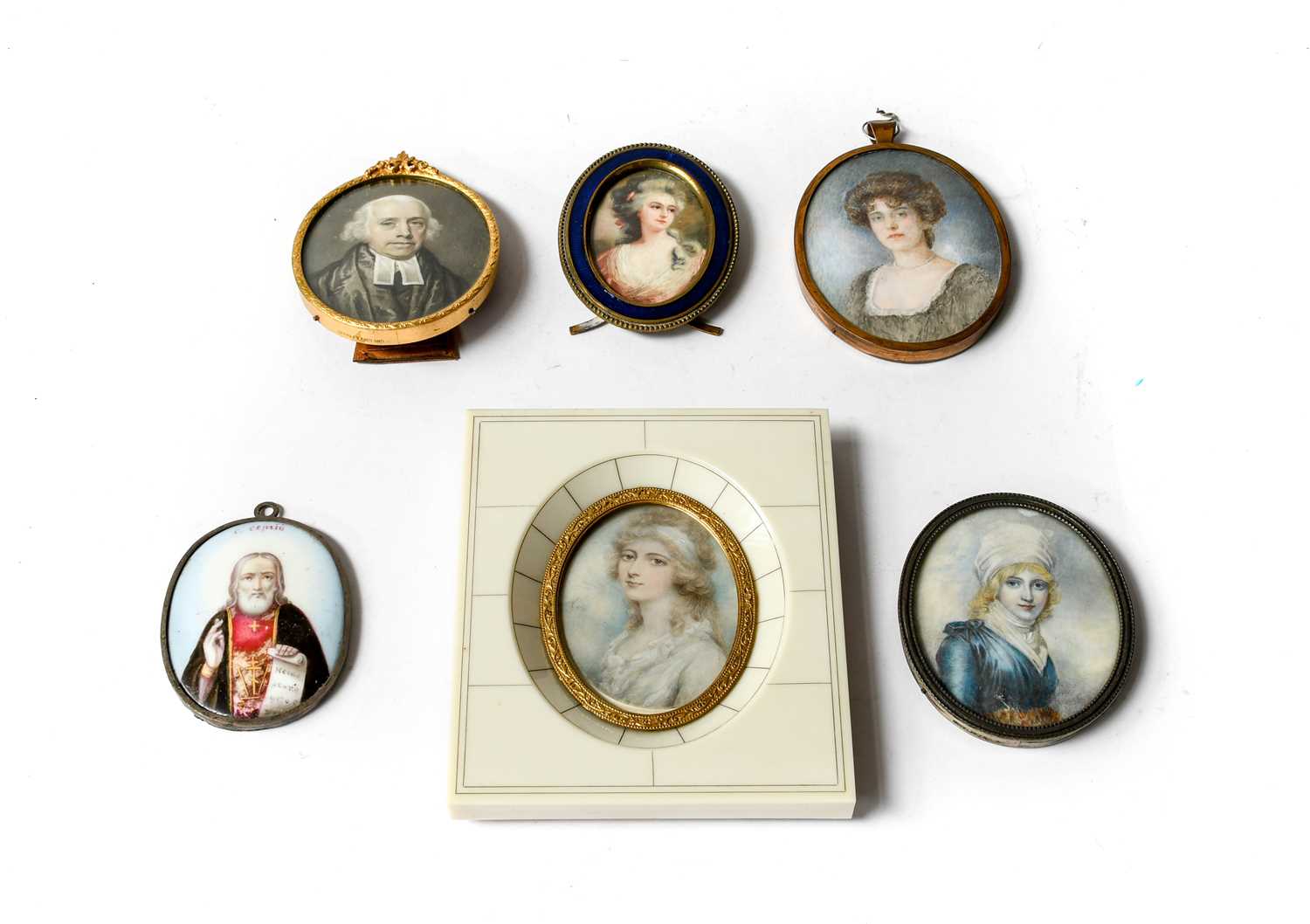 Lot 127 - Six various portrait miniatures, includding...