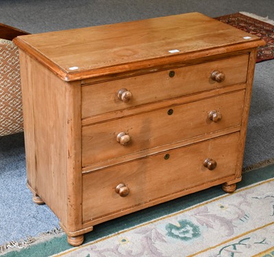 Lot 1260 - A Victorian pine three height chest of drawers...