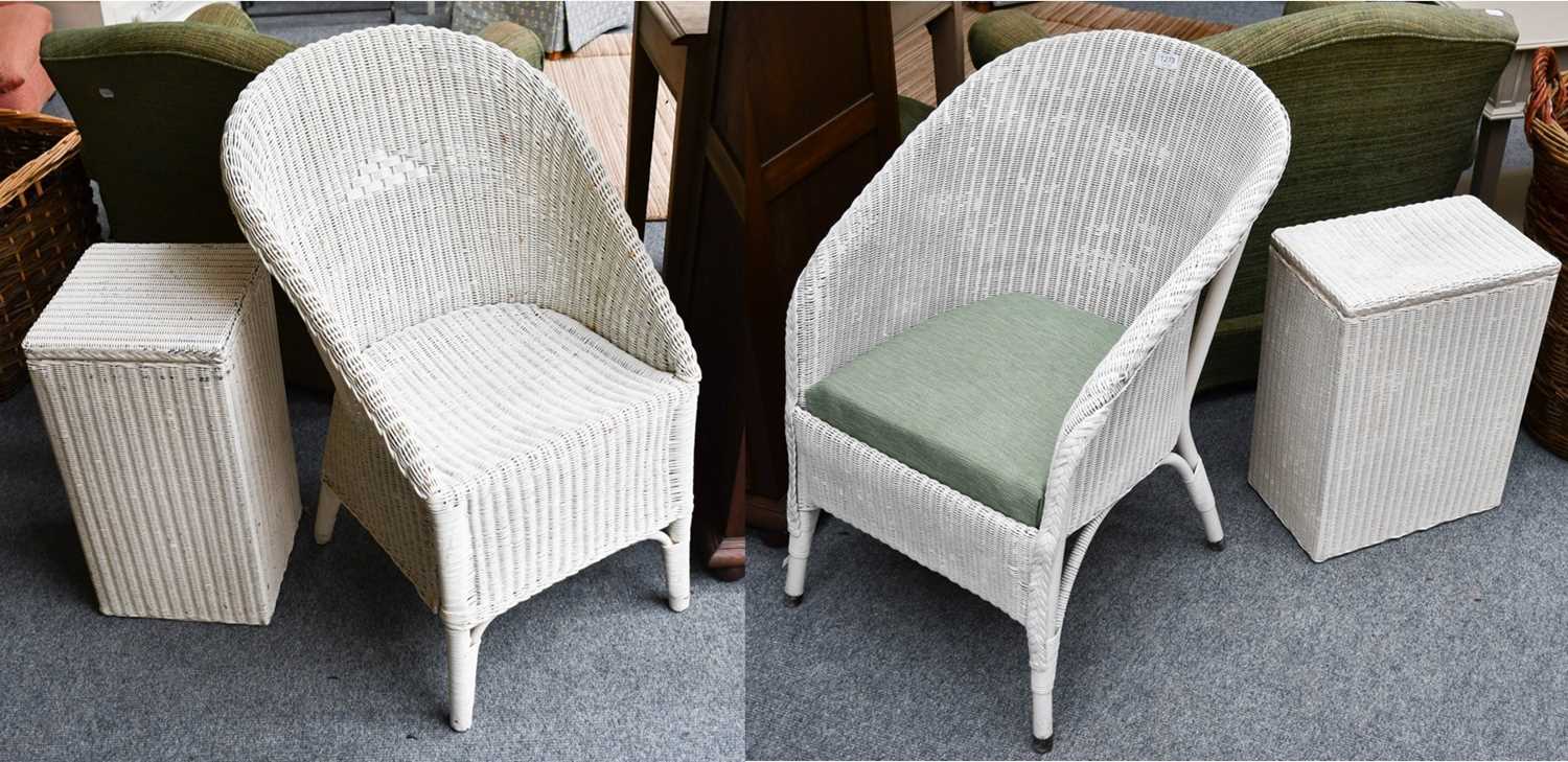 Lot 1273 A Lloyd Loom tub chair and linen box,