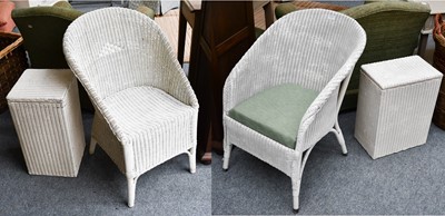 Lot 1273 - A Lloyd Loom tub chair and linen box, together...