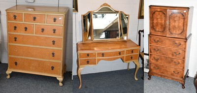 Lot 1289 - A bleached burr walnut and mahogany cross...