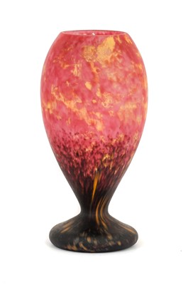 Lot 43 - An Art Deco Schneider Glass Vase, mottled pink...