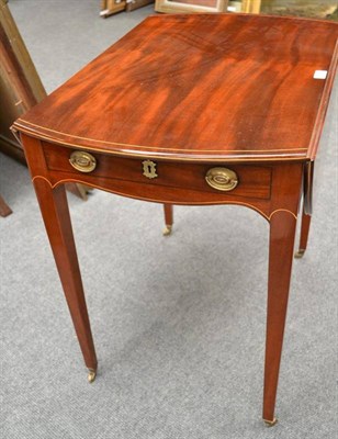 Lot 1164 - A George III Mahogany and Boxwood Strung Pembroke Table, early 19th century, with rounded drop...