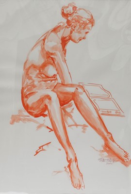 Lot 1074 - Jilly Green, Nude Study signed pencil scetch;...