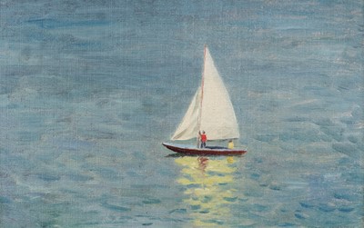 Lot 1068 - Frank Jameson (1899-1968) Two figures sailing...