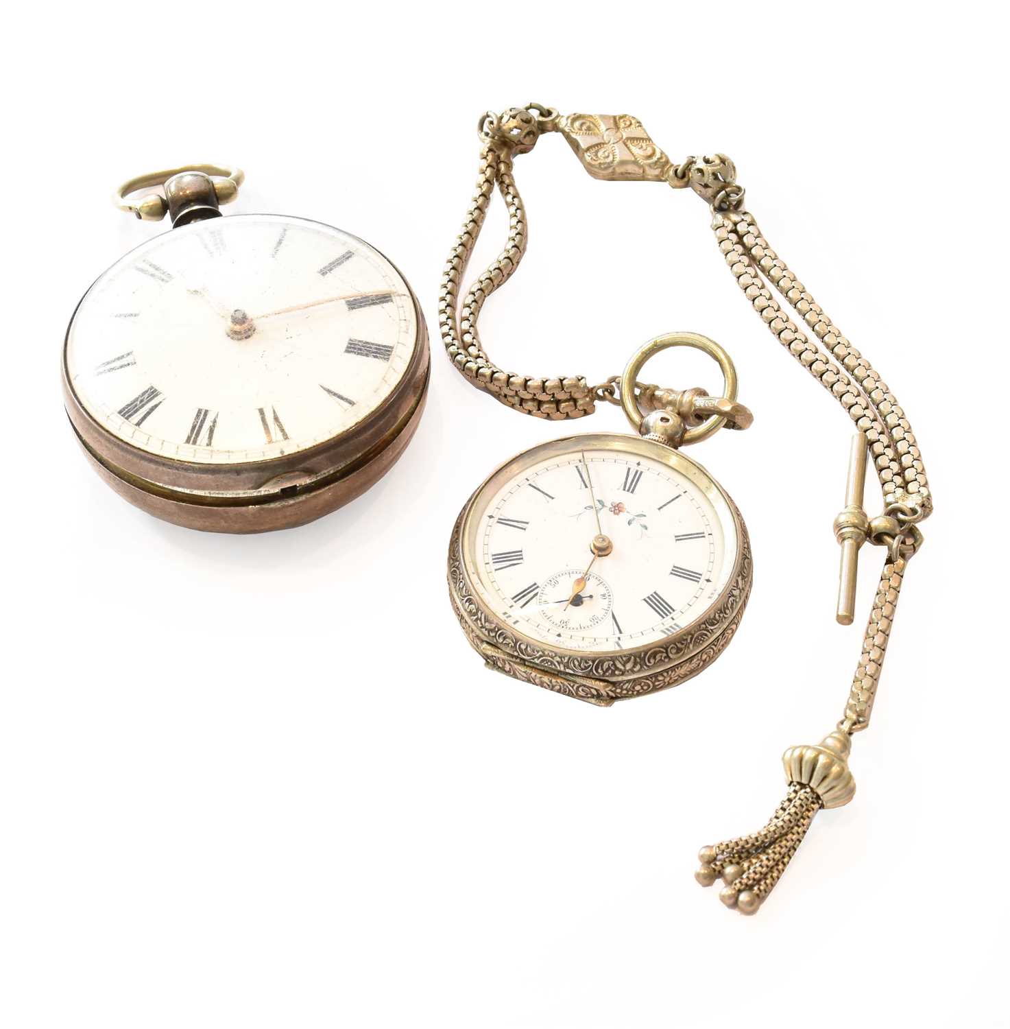 Lot 234 - A silver verge pocket watch, movement signed...