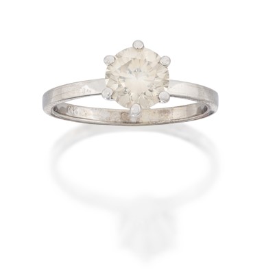 Lot 2175 - A Diamond Solitaire Ring, the fancy light...