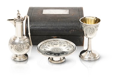 Lot 107 - A Three-Piece Victorian Silver Travelling...