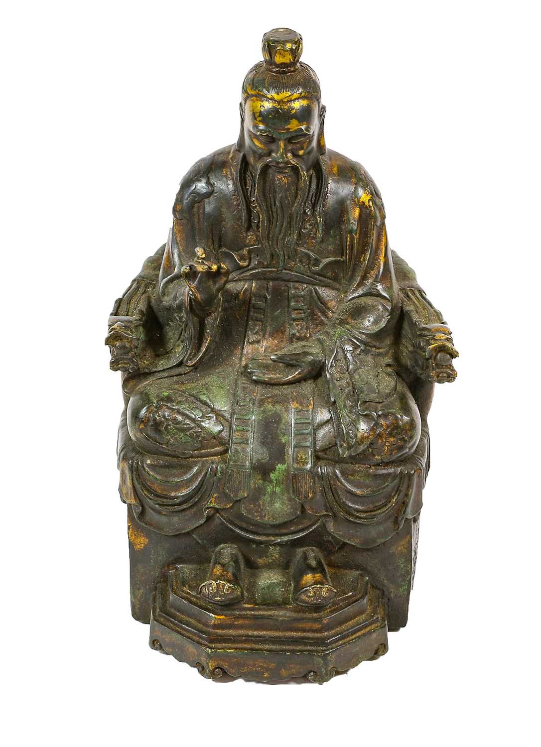 Lot 153 - A Chinese gilt, painted and lacquered bronze...