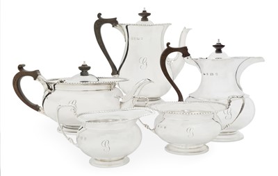 Lot 2297 - A Five-Piece George V Silver Tea and Coffee-Service