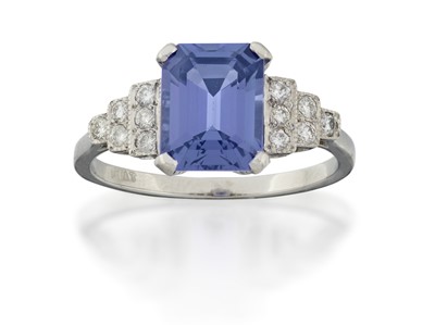 Lot 2341 - An Art Deco Style Tanzanite and Diamond Ring