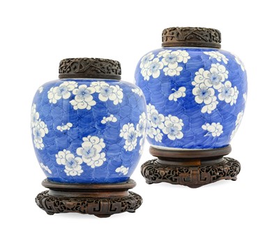 Lot 184 - A Pair of Chinese Porcelain Ginger Jars, late...