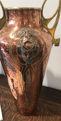 Lot 1076 - An Art Nouveau Continental Copper and Brass...