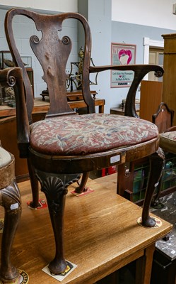 Lot 1312 - An 18th century walnut open armchair, with...