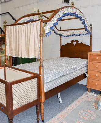 Lot 1163 - A pair of mahogany four poster single beds,...