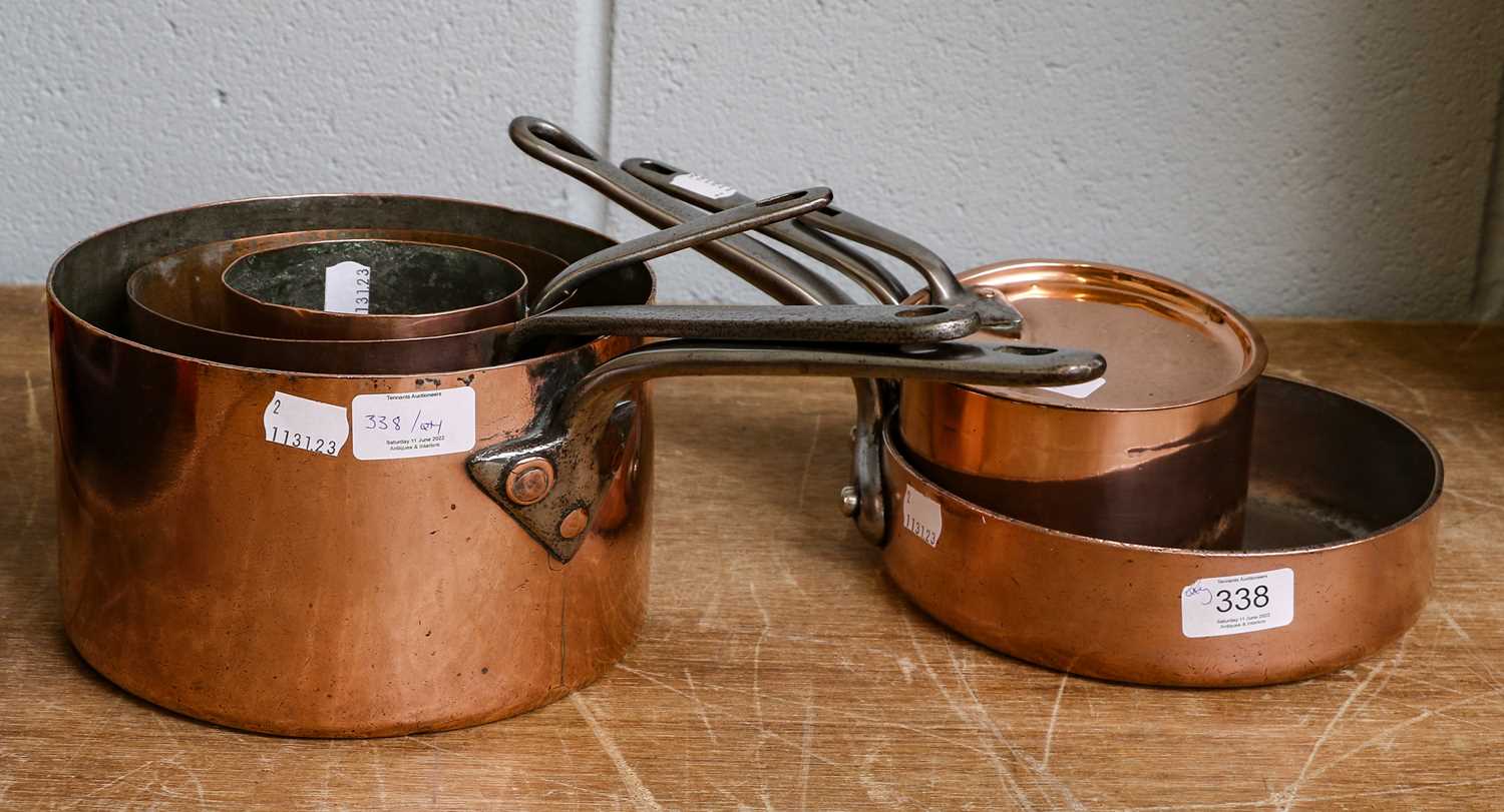 Lot 338 - A collection of 19th century copper pans to...