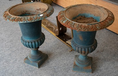 Lot 1127 - A pair of garden urns, 59cm