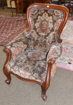 Lot 1274 - A Victorian mahognay balloon back upholstered...