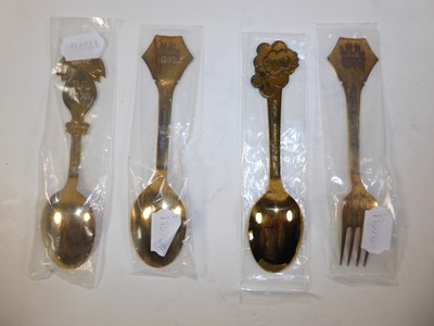 Lot 2230 - A Set of Five Danish Silver-Gilt and Enamel Spoons