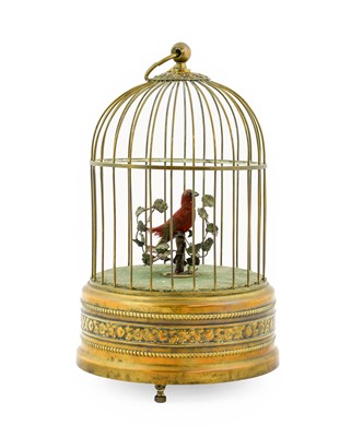 Lot 256 - A Clockwork Automaton Singing Bird in Cage,...