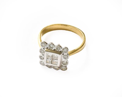 Lot 189 - An 18 carat gold diamond cluster ring, finger...