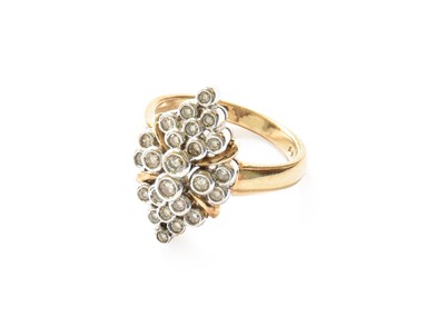 Lot 170 - A 9 carat gold diamond cluster ring, finger...