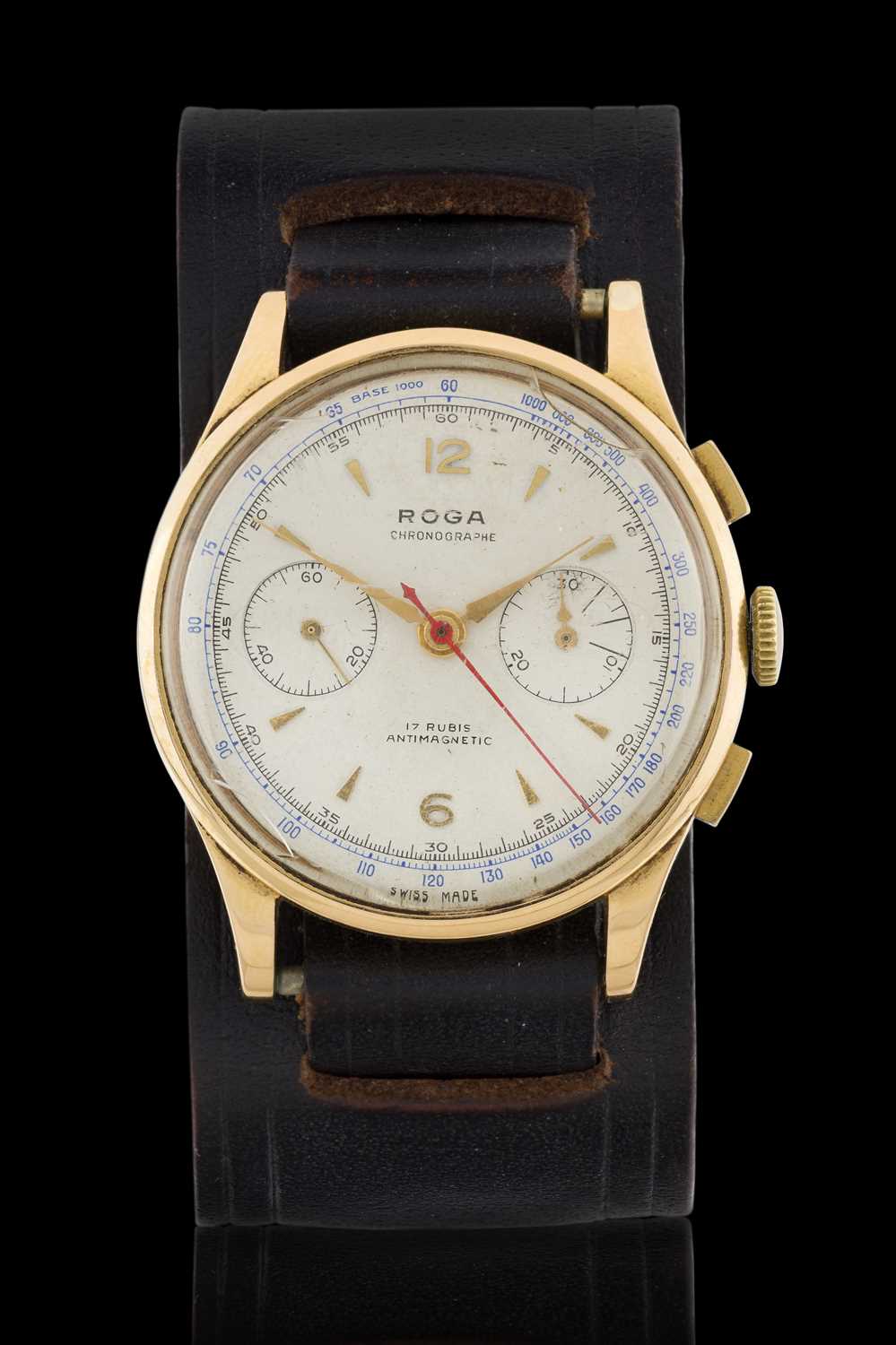 Lot 2374 - Roga: An 18 Carat Gold Chronograph