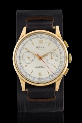Lot 2374 - Roga: An 18 Carat Gold Chronograph Wristwatch