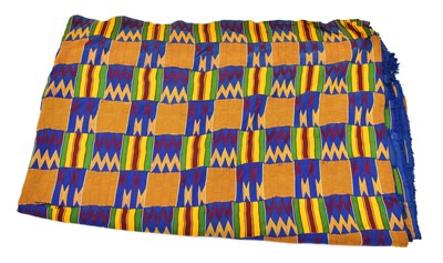 Lot 2170 - 20th Century Ghanian Orange and Blue Patterned...