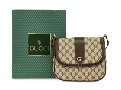 Lot 3027 - Gucci Brown Monogram Canvas Shoulder Bag, with...