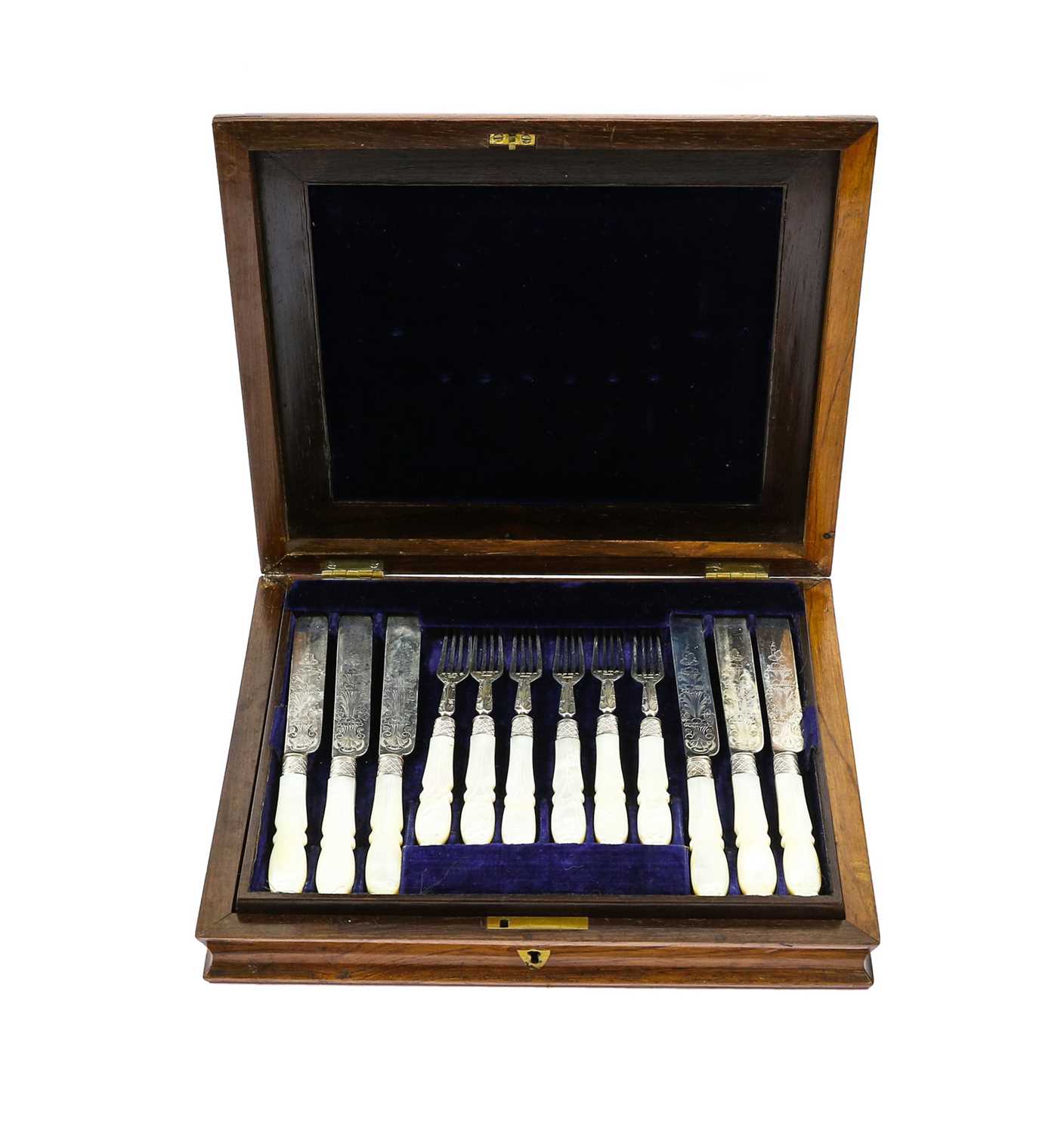 Lot 59 - A Set of Twelve Victorian Silver and Mother-of-...