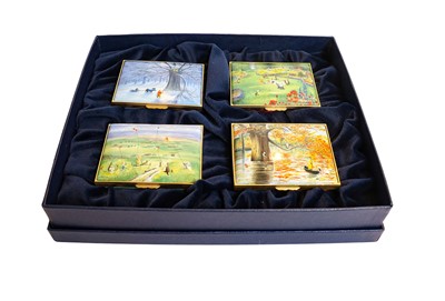 Lot 142 - Halcyon Days Enamels, including a boxed set of...